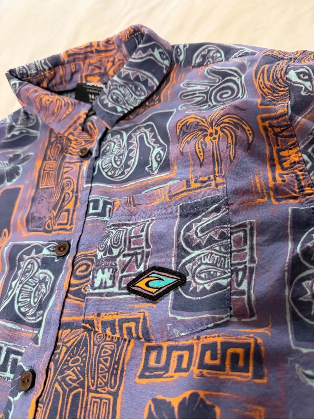 Rip Curl Tropical Hawaiian Short-Sleeve Button-Up Shirt Boys 14